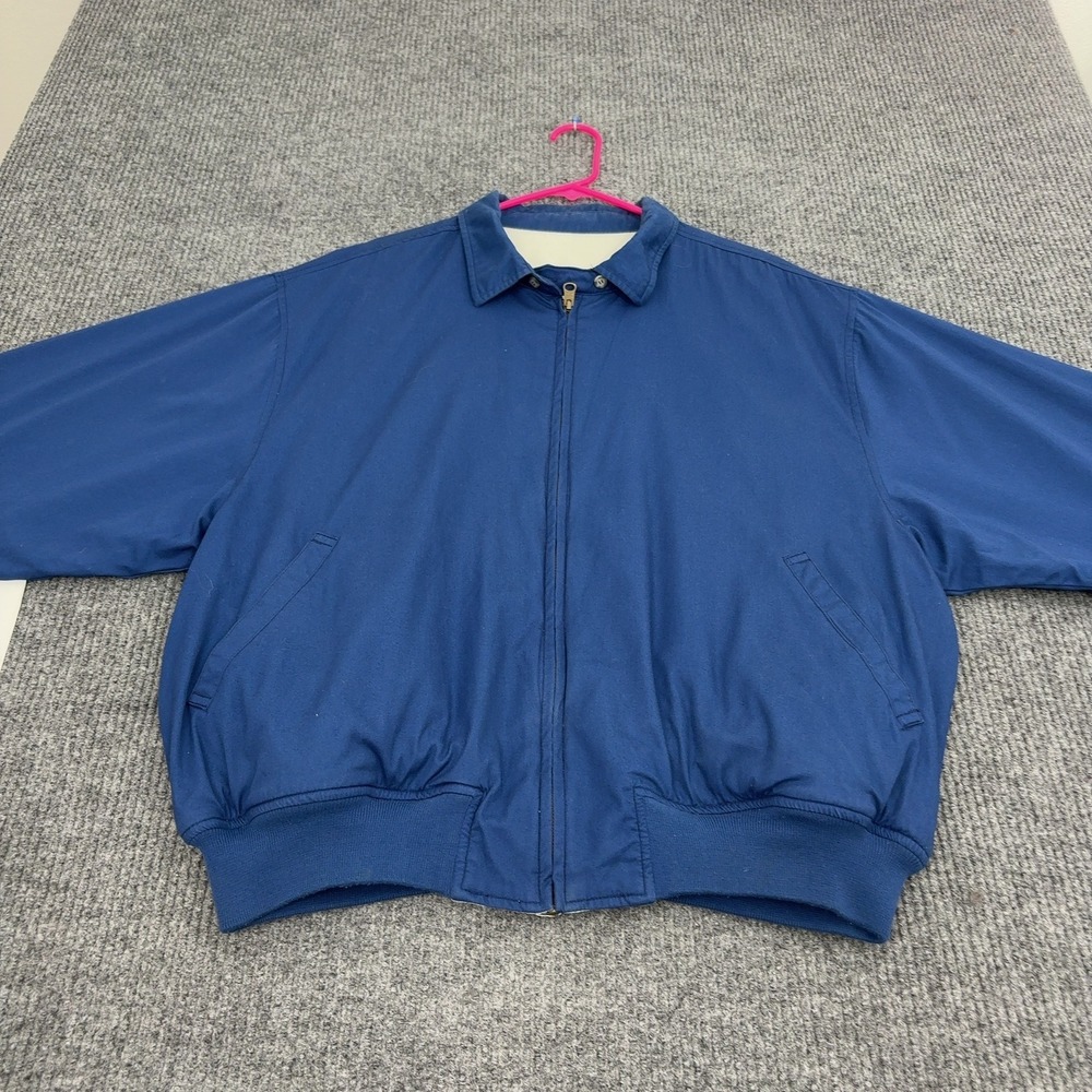 Vintage Harrington Jacket Mens L Blue Cotton Full Zip Bomber Casual Minimalist